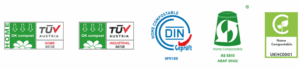 T55 Certification logos from TÜV AUSTRIA, DIN CERTCO & ABA